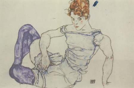 Egon Schiele Seated Woman in Violet Stockings (mk12) oil painting picture